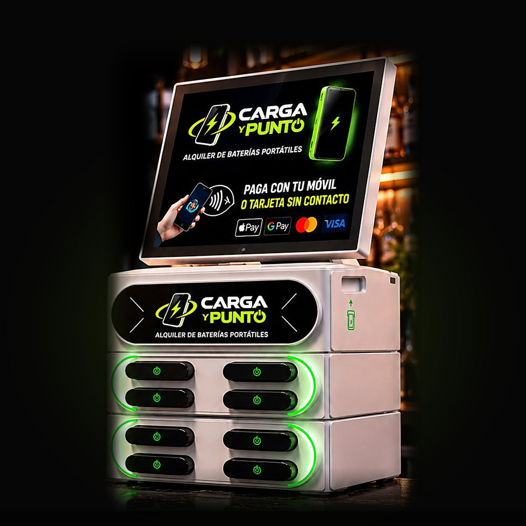 Máquina de alquiler de powerbanks Carga y Punto